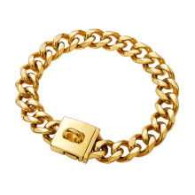 Factory Drop Shipping 23MM Gold Chain With Diamond Dog Collar  18K Cuban Dog Chain For Dog Training Collar